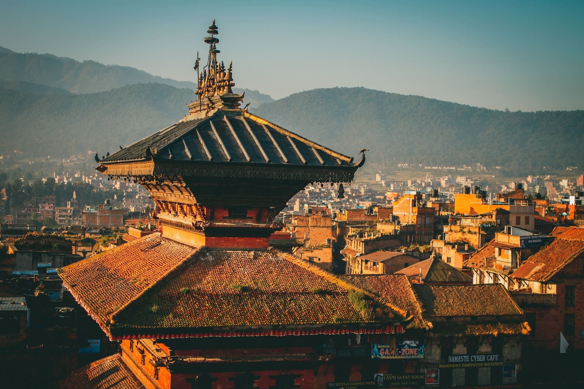 Travelers exploring breathtaking scenery